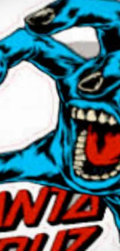 Blue cartoon hand art with expressive design elements