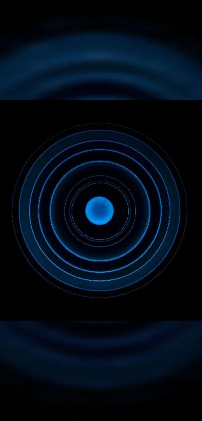 Blue concentric circle pattern on black background wallpaper.