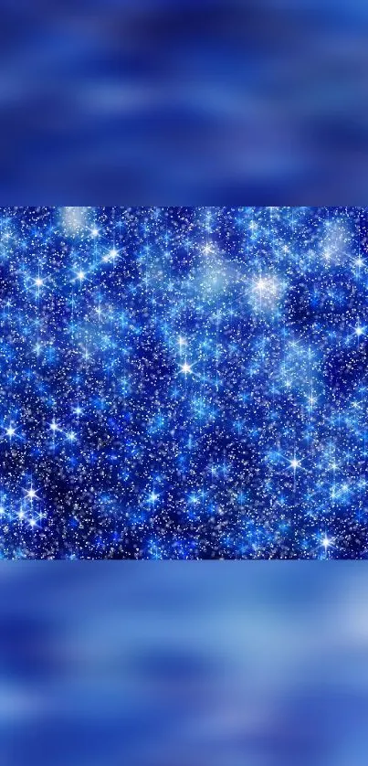 Vibrant blue cosmic wallpaper with stars.