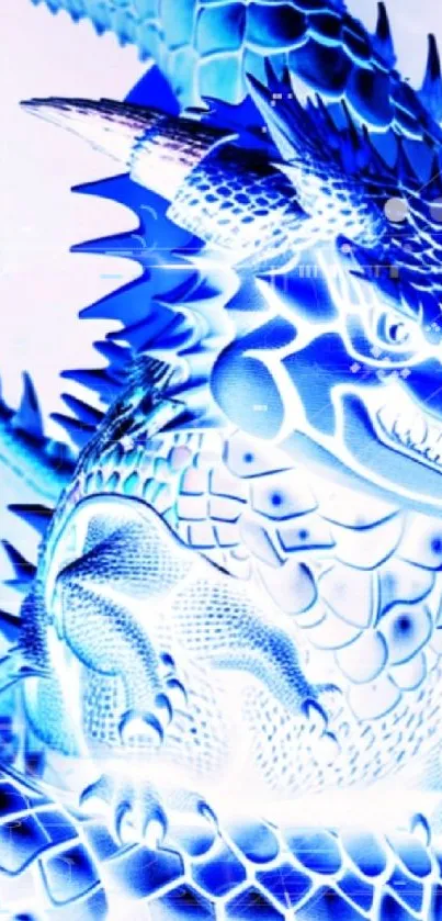 Stunning blue dragon wallpaper with intricate scales and spikes.