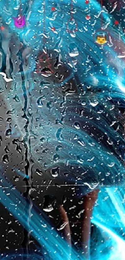Luminous blue energy flow abstract mobile wallpaper.