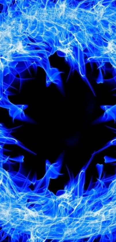 Vibrant blue fire abstract wallpaper design with glowing effects.