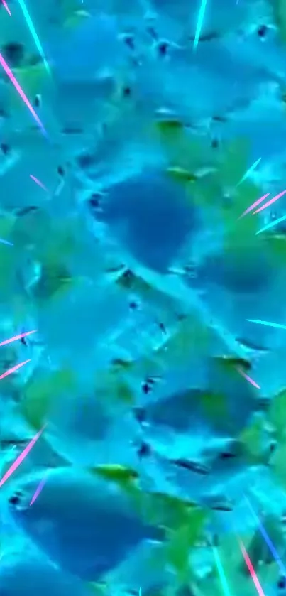 Vibrant blue fish swim energetically underwater.