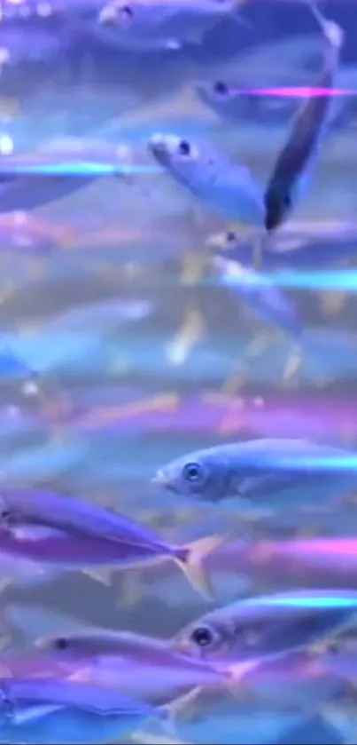 Vibrant blue fish swimming in ethereal underwater scene.