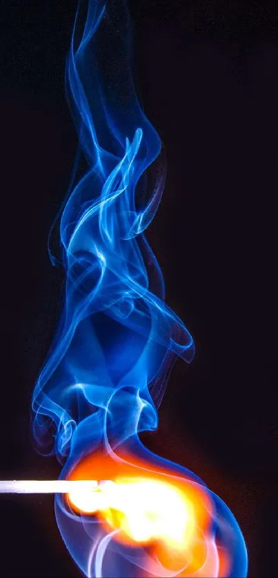 Dynamic blue flame mobile wallpaper with vibrant colors and energy.