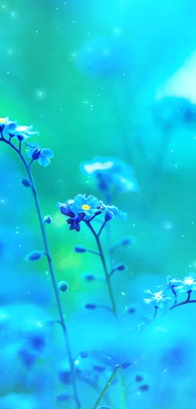 Vibrant blue flowers create a serene wallpaper for mobile display.