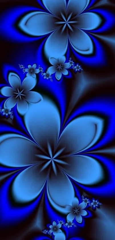 Vibrant blue abstract floral wallpaper design, perfect for phones.