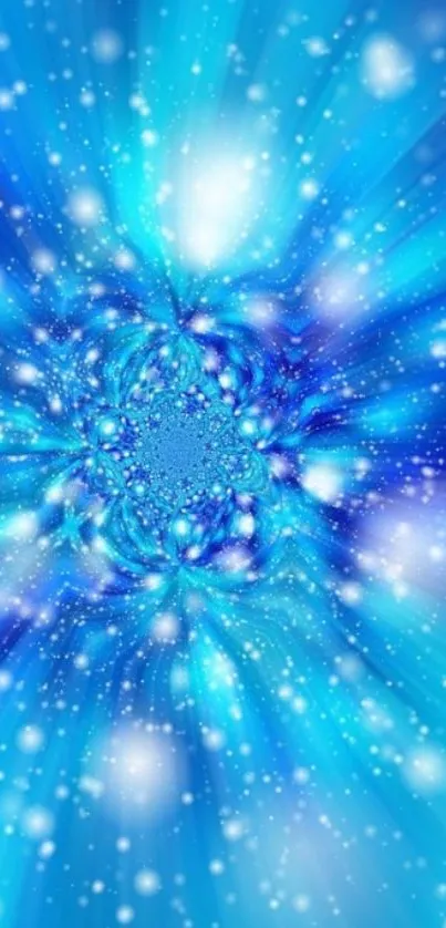 Vibrant blue fractal burst mobile wallpaper.