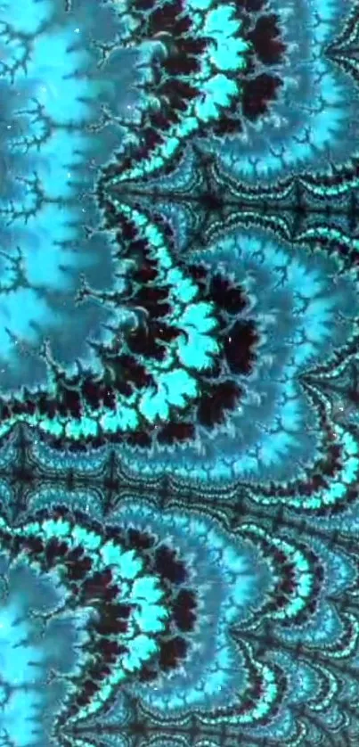 Blue fractal pattern wallpaper with vibrant teal hues.