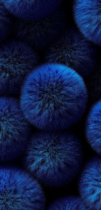 Vibrant blue furry circles abstract texture.