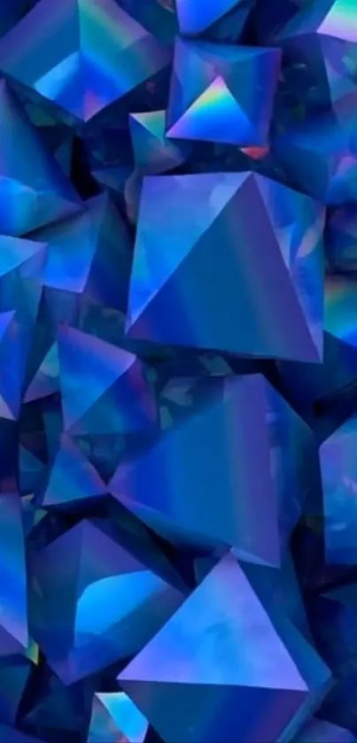 Vibrant blue geometric gemstone wallpaper for mobile devices.
