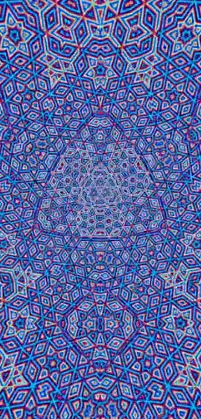 Vibrant blue geometric pattern wallpaper for mobile.