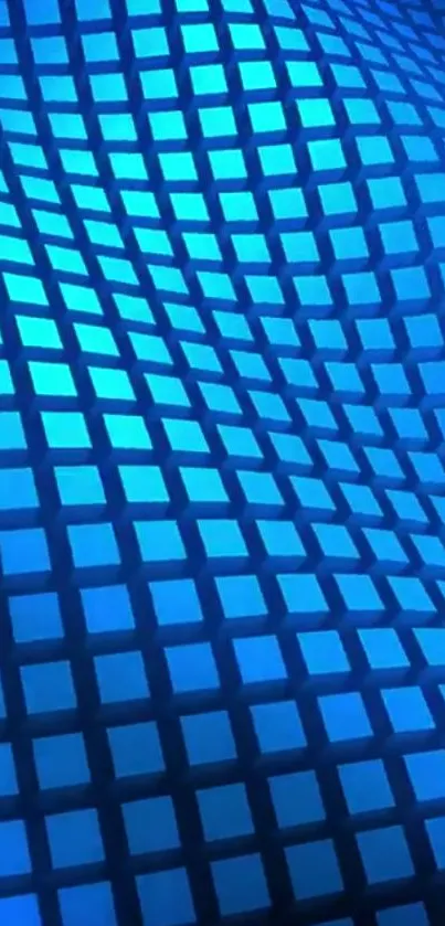 Blue geometric wallpaper with 3D square patterns.