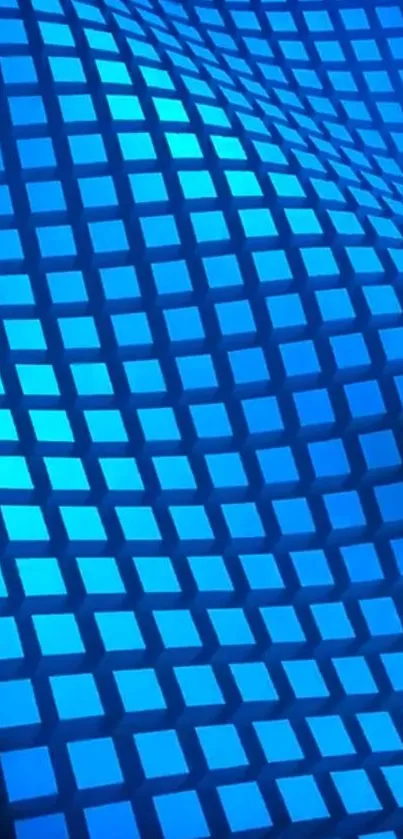 Dynamic blue geometric wallpaper with 3D squares.