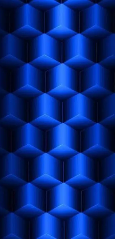 Vibrant blue 3D geometric wallpaper with cube patterns.