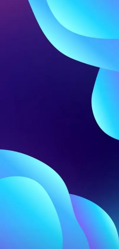 Vibrant blue and purple gradient wallpaper with fluid abstract shapes.