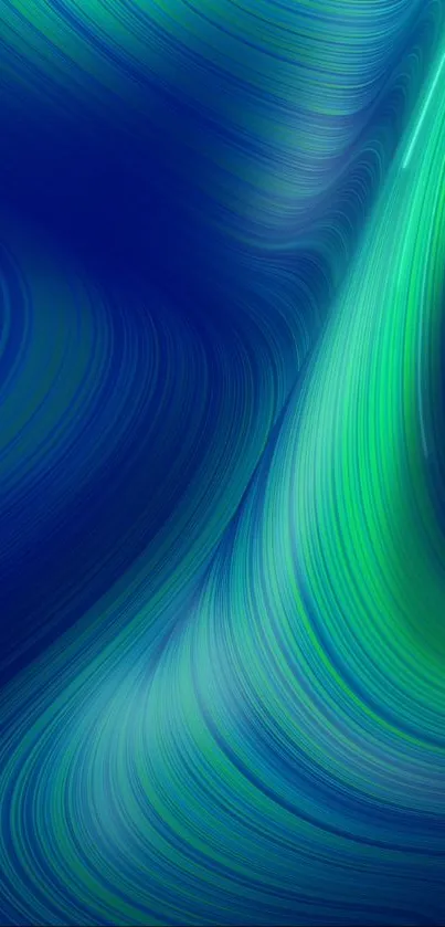 Vibrant blue and green swirl pattern wallpaper.