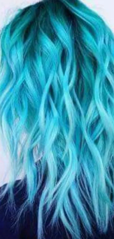 Turquoise blue vibrant hair mobile wallpaper.