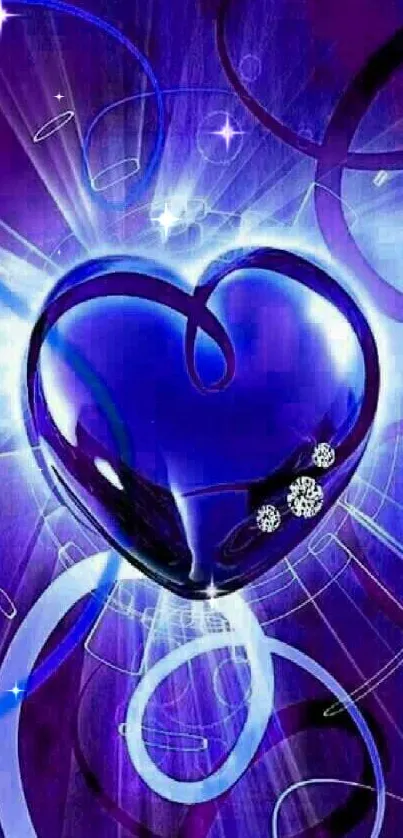 Vibrant blue heart on an abstract background wallpaper.