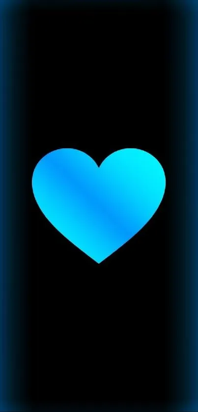 Blue heart with neon accents on dark background wallpaper.