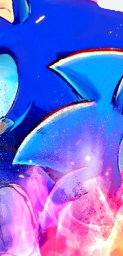 Dynamic blue hedgehog art wallpaper with vibrant colors.