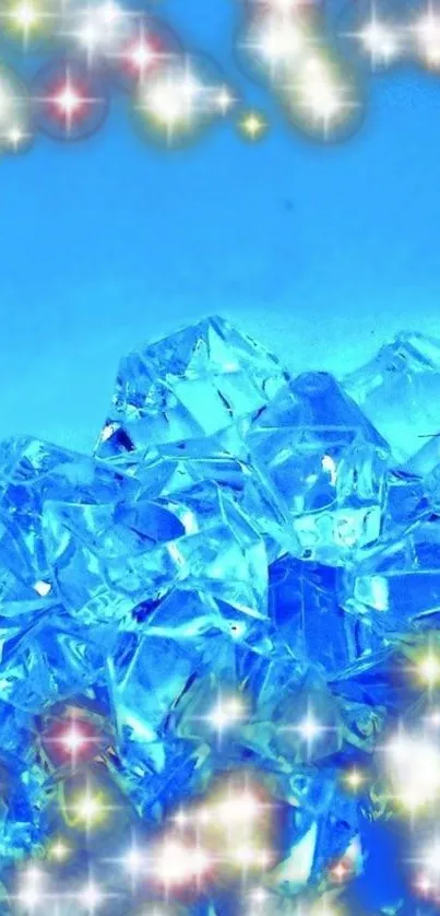 Vibrant blue ice crystals shining brightly.