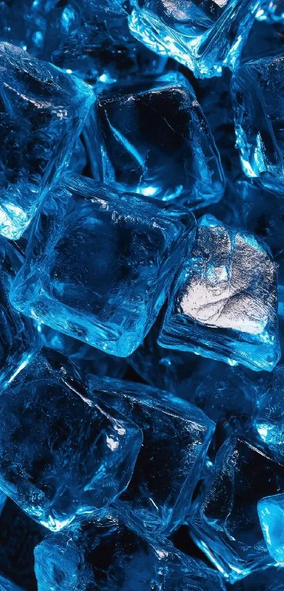 Vibrant blue ice cubes stacked closely together.