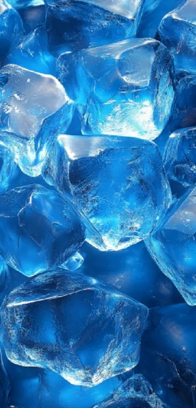 Close-up of vibrant blue ice cubes.