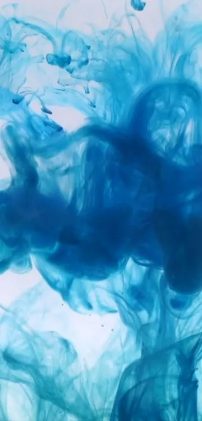 Vibrant blue ink swirling in water, creating an abstract and artistic mobile wallpaper.