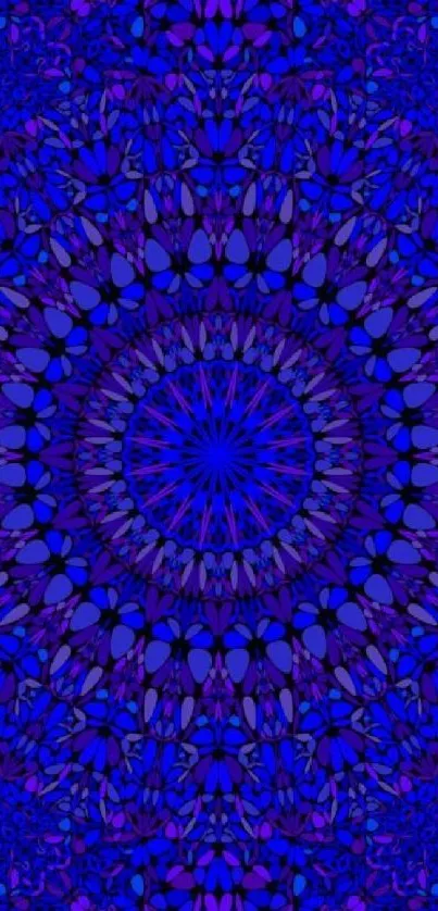 Blue and purple kaleidoscope mobile wallpaper with intricate patterns.