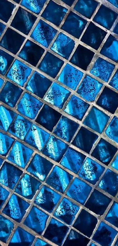 Vibrant blue mosaic tile pattern mobile wallpaper.