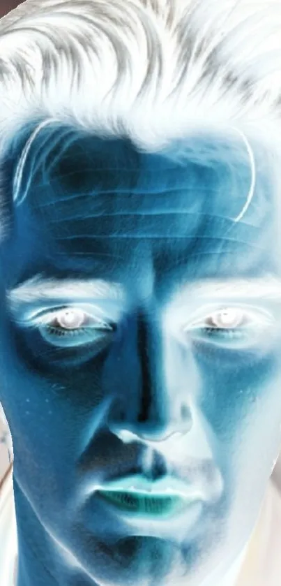 Blue negative portrait mobile wallpaper art.