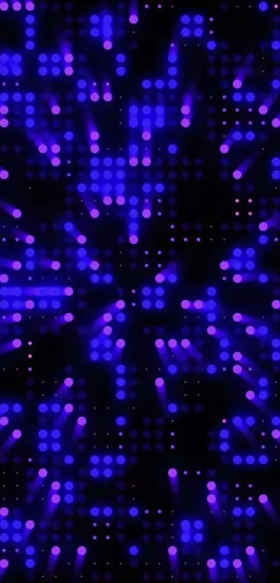 Vibrant blue neon pattern wallpaper with futuristic design.