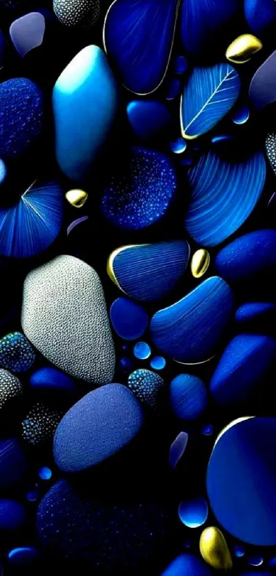 Vibrant blue pebbles wallpaper for mobile device.