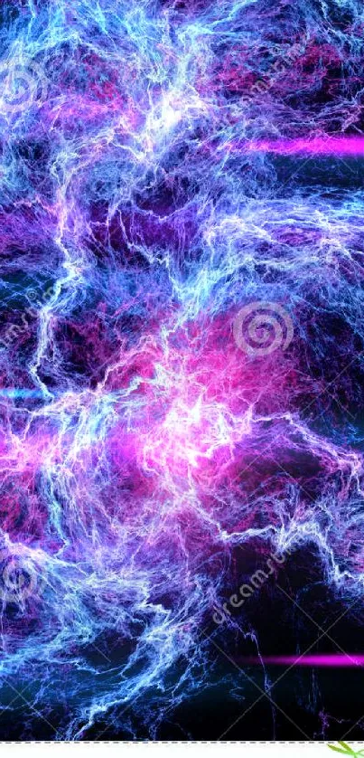 Vibrant blue and pink cosmic nebula mobile wallpaper.