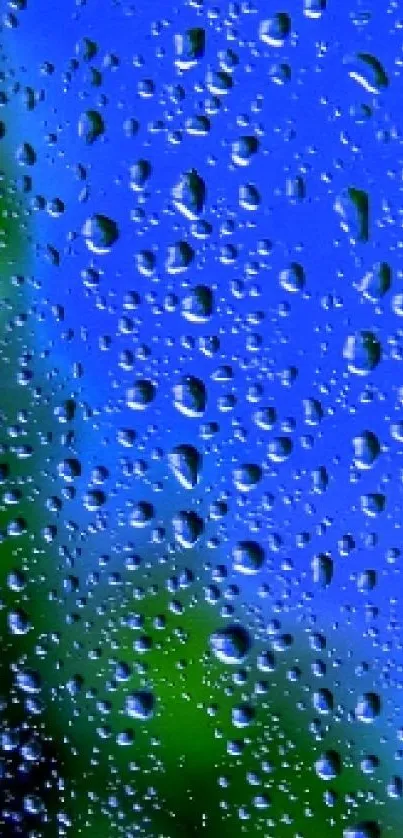 Vibrant blue and green raindrop wallpaper, perfect for mobile screens.