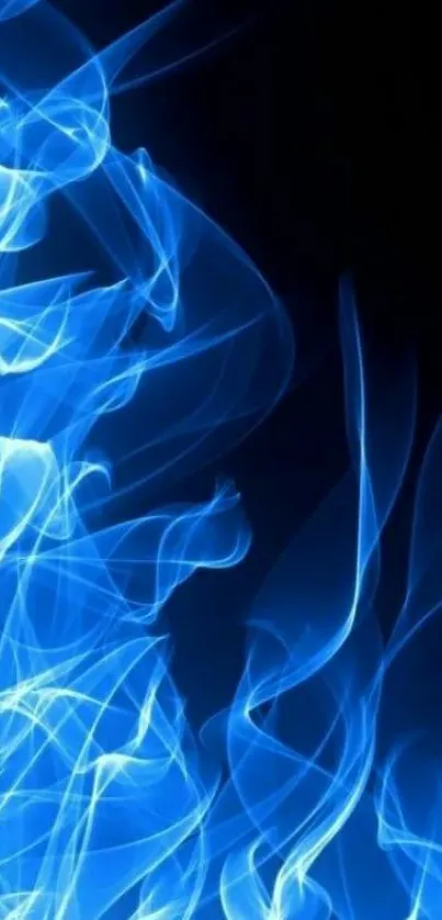 Blue smoke pattern on dark background mobile wallpaper.