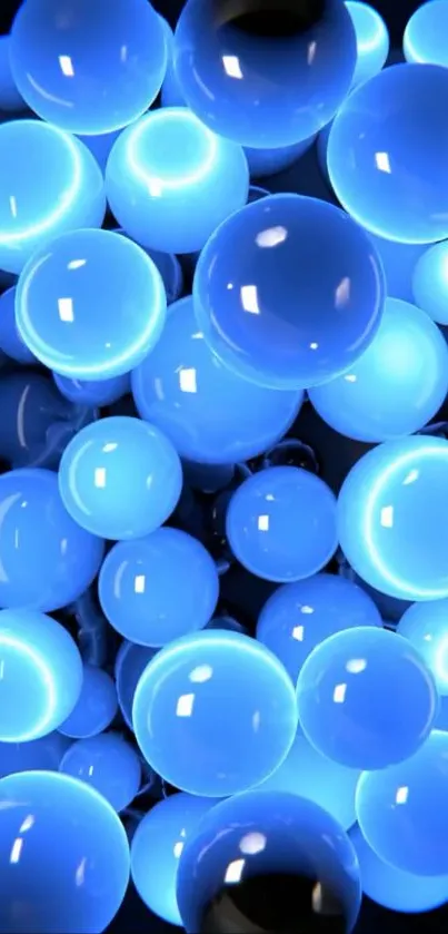 Vibrant blue spheres creating a glowing abstract design.