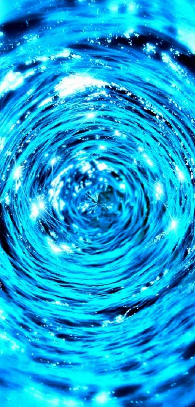 Mesmerizing bright blue spiral vortex art wallpaper.