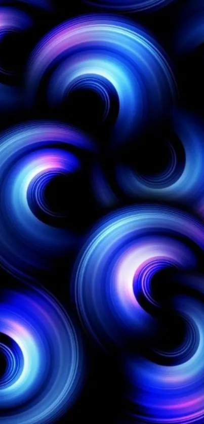 A vibrant blue swirl pattern wallpaper for mobile devices.