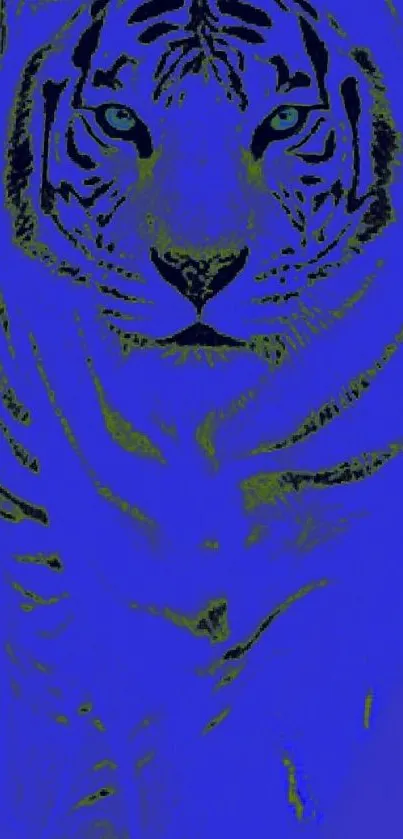 Blue tiger artwork wallpaper with vibrant colors.