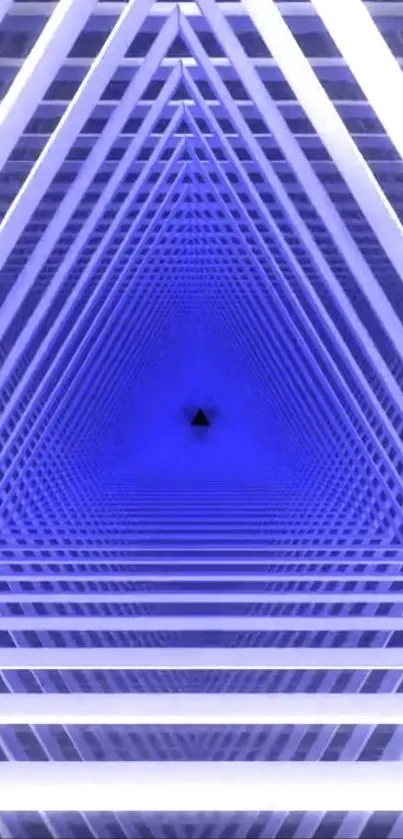 Blue geometric triangle tunnel mobile wallpaper.