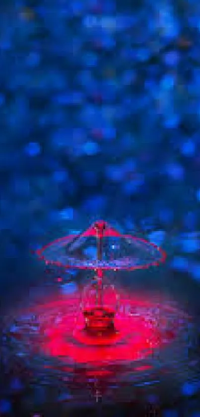 Vibrant blue and red water drop splash wallpaper.