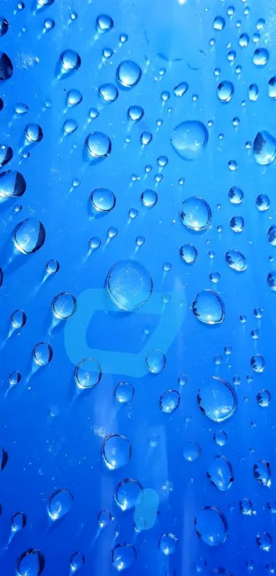 Blue wallpaper with water droplets design.