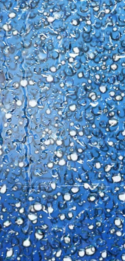 Blue water droplets create a calming phone wallpaper background.