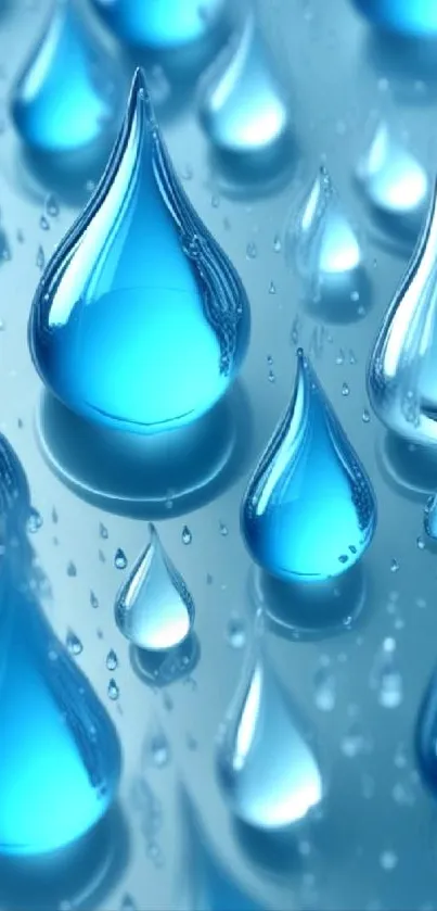 Vibrant blue water droplets on a sleek mobile wallpaper background.