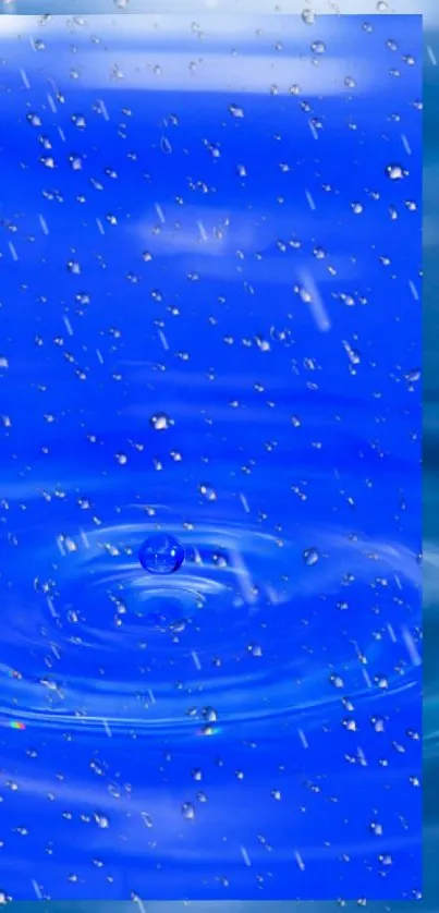 Vibrant blue wallpaper with water droplets and ripples for mobile screen.