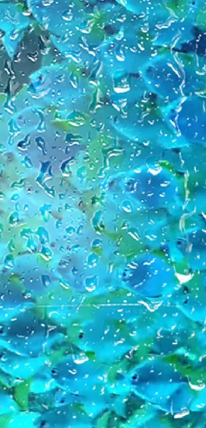 Vibrant blue abstract wallpaper with water droplets effect.