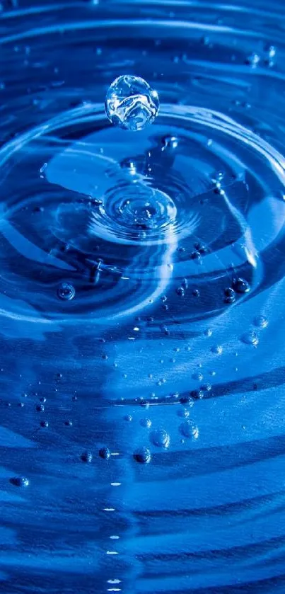 Blue water ripple creating a serene mobile wallpaper design.