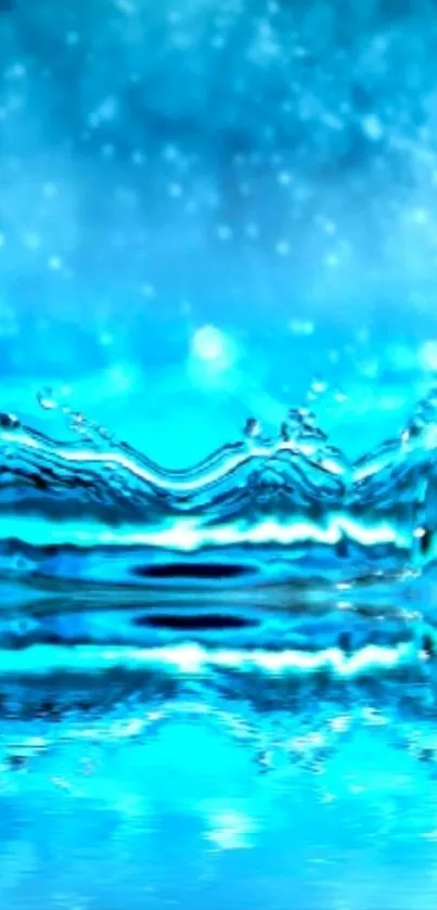 Luminous blue water splash creates a mesmerizing mobile wallpaper background.